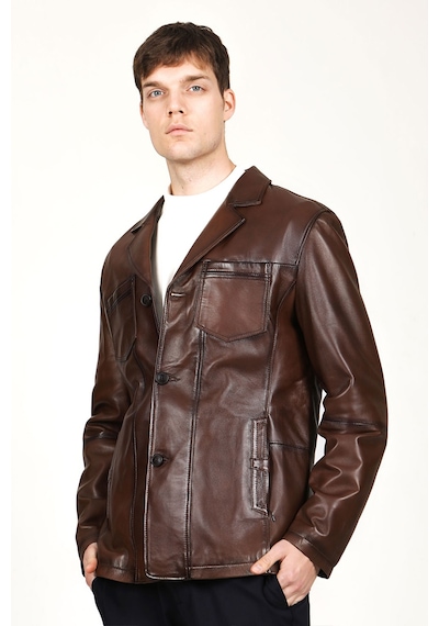 Dericlub E1056 Gerçek Deri Erkek Ceket Camel Antik Camel Antik