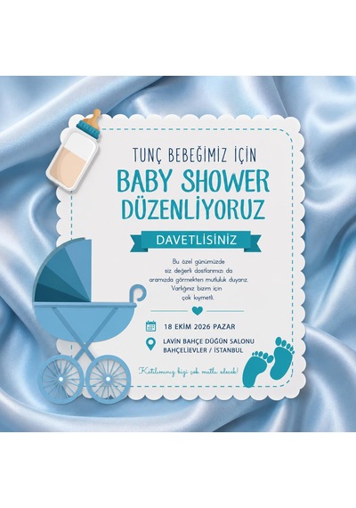 1000 Adet Ekonomik Baby Shower Davetiyesi Ve Zarf 020-027