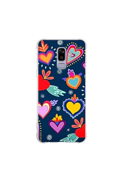 Samsung Galaxy J8 Uyumlu Retro Color 3 Baskılı Şeffaf Köşe Korumalı Antişok Kılıf