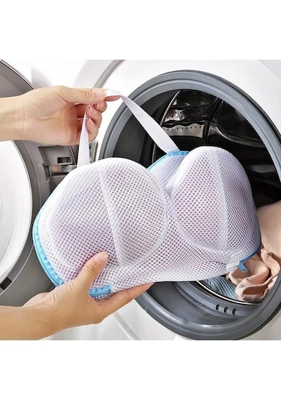 Polyester Sütyen Yıkama Filesi - Çamaşır Torbası Mavi