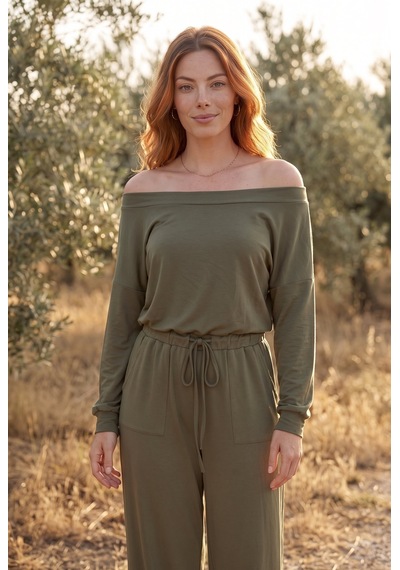 Soulshae Modanna Yaka Beli Lastikli Viskon Tulum Yeşil