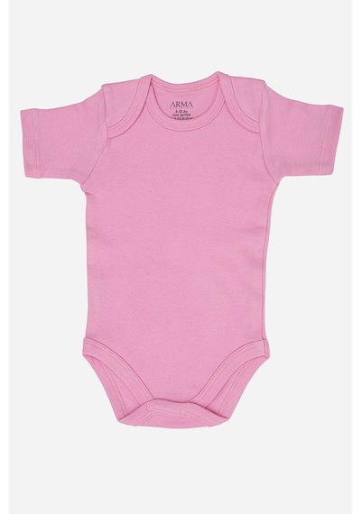 Arma Yıldız %100 Organik Pamuklu Pembe Kısa Kollu Bebek Body 5'li Paket Pembe