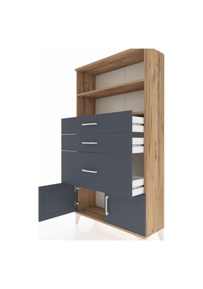 Arges Dolap 2 Raflı 3 Çekmeceli 2 Kapaklı 88x30x163 Çam-antrasit Çam Arges Dolap 2 Raflı 3 Çekmeceli 2 Kapaklı 88x30x163 Çam-antrasit Çam