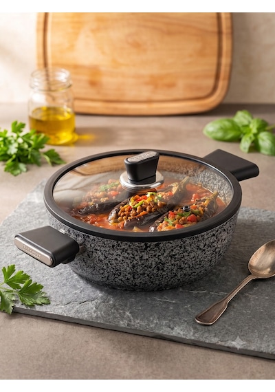 Silver Stone Ultra Güçlü Granit Basık Pilav Karnıyarık Tenceresi 30 Cm Diğer