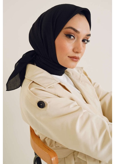 Seva Kadın Tesettür Mio Caz Jazz Eşarp Hijap Modeli Siyah