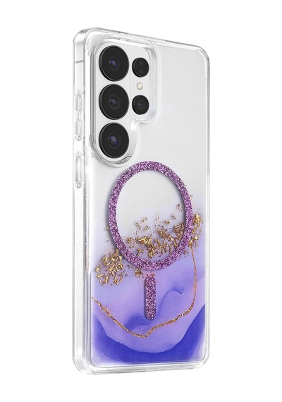 Onegif Samsung Galaxy Uyumlu S26 Ultra Lotus Simli Magsafe Kapak - Mor Çok Renkli Diğer