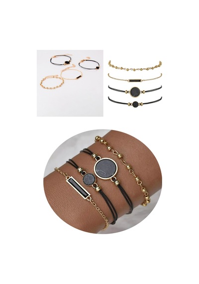 Gogoey Kadın Bilekliği Bayan Takı Rose Gold Trend Hediye Şık 4'lü Rb44 Çok Renkli