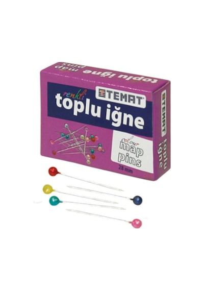 Temat Renkli Toplu İğne 25mm 25li - 3 Kutu