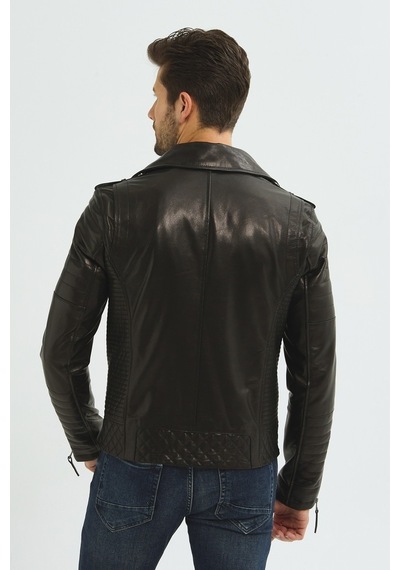 İkbal Biker Siyah / Hakiki Erkek Deri Mont/Ceket -411373536- Siyah