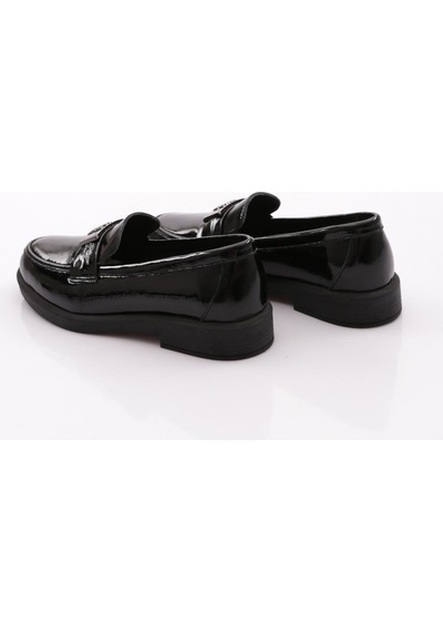 Dgn 528 Kadın Loafer Ayakkabı Siyah Rugan
