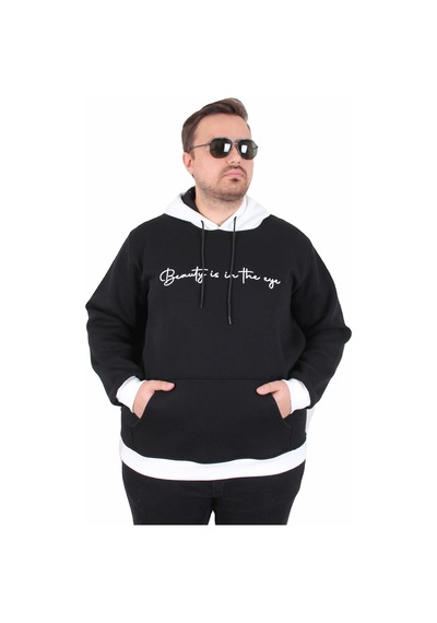 Moc Grande Mocgrande Büyük Beden Kapüşonlu 3ip Sweat Beauty 25714 Sıyah Siyah