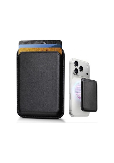 Magsafe Uyumlu Deri Kartlık Cüzdan - İphone 17/16/15/14/13/12 Serisi Pro Max, Plus Ve Pro İçin Güçlü Manyetik Telefon Arkası Kart Tutucu Siyah, Klasik