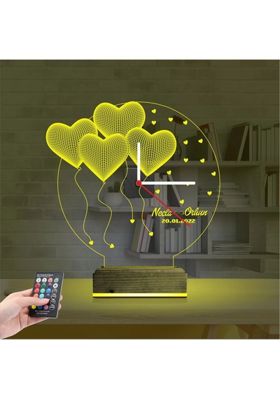Luvivia Kalp Sevgiliye Hediye V1 Kişiye Özel Saatli 3d Lamba - Masa Gece Lambası 87927049