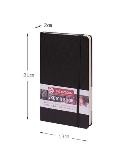 Talens Artcreatıon Eskiz Bloğu 140 Gr 13 X 21 Cm Siyah Sert Bağlı Cep Defteri, 140 Gsm/90 Lb Kağıt, Asitsiz Krem Boş Kağıt, Şerit Yer İşareti Ve Elastik Kapatma