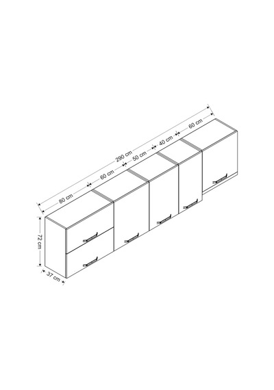 Minar 290 Cm Mutfak Dolabı Beyaz 290-B7-Üst Modül Beyaz