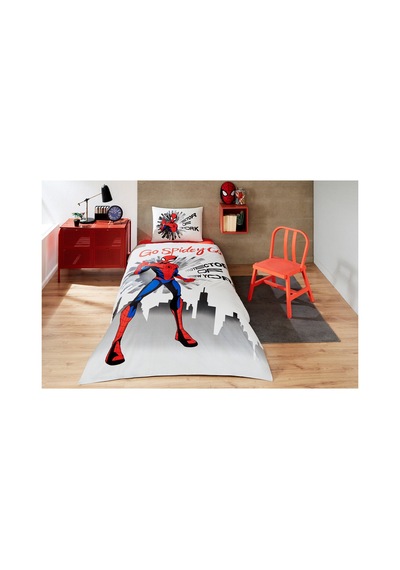 Spiderman Go Spidey Tek Kişilik Lisanslı Lastikli Çocuk Nevresim Takımı Kahve