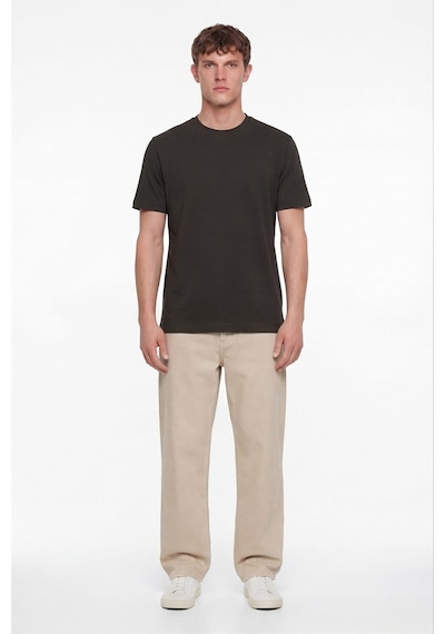 Sabri Özel Erkek Nefti Normal Kesim Regular FitPamuk Dokuma Bisiklet Yaka Basic T-shirt