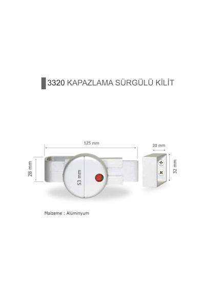 Islak Hacim Kompakt Kabin Alüminyum Kapazlama Sürgülü Kilit