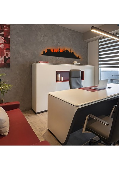Gün Batımı Işık Efektli Led Aydınlatmalı İstanbul Silueti