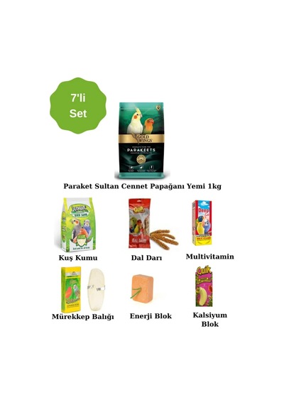 Premium Paraket Sultan Cennet Papağanı Yem Set 7 Li