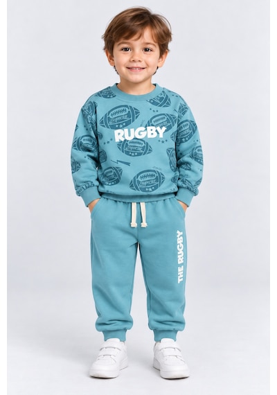 Ahengim Erkek Çocuk Rugby Topu Baskılı Pamuklu Sweatshirt Ve Pantolon Eşofman Takımı Ak119 Turkuaz Ahengim Erkek Çocuk Rugby Topu Baskılı Pamuklu Sweatshirt Ve Pantolon Eşofman Takımı Ak119 Turkuaz