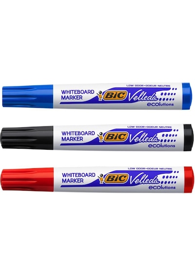 Bic Velleda Beyaz Tahta Kalemi Siyah 1 Adet + Mavi 1 Adet + Kırmızı 1 Adet Bic Velleda Beyaz Tahta Kalemi Siyah 1 Adet + Mavi 1 Adet + Kırmızı 1 Adet