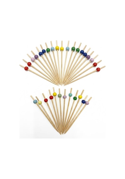 Renkli Top Başlıklı Bambu Kokteyl Ve Sunum Kürdanı 25 Li 0-99