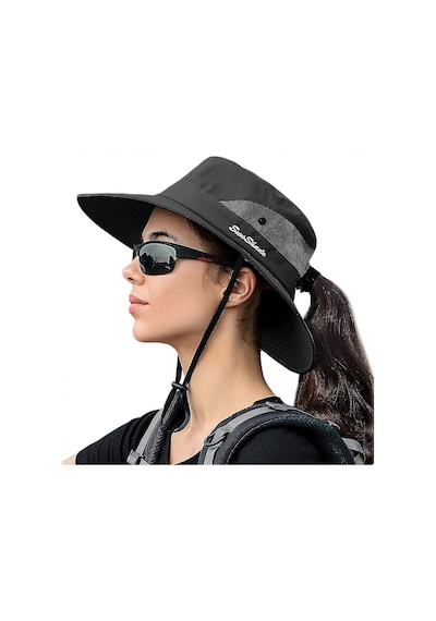 Valkyrie Outdoor Güneş Şapkası Unisex Kamp Trekking Safari Balıkçı Şapkası Uv Koruma Siyah Siyah