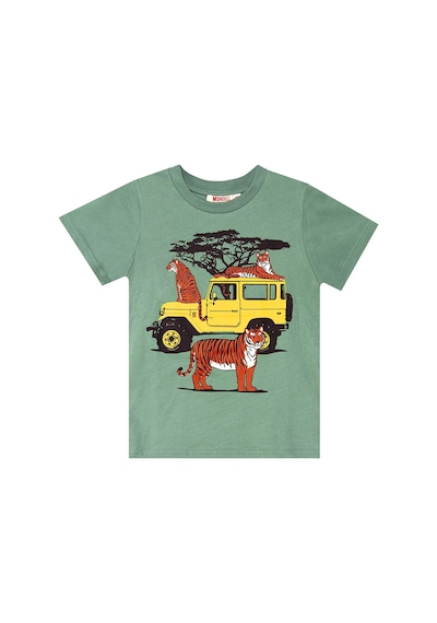 Denokids Safari Erkek Çocuk Yazlık T-shirt Gabardin Şort Takım
