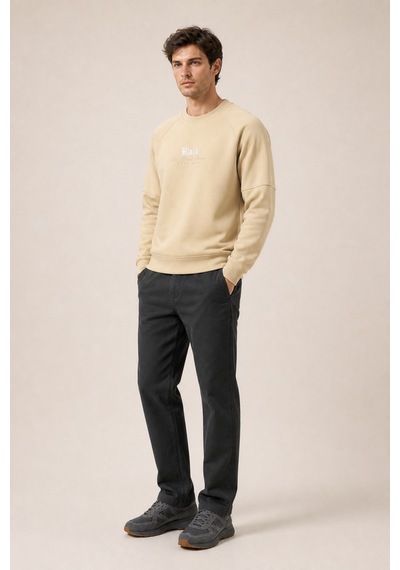 Redline Black Yeni Sezon Erkek Kışlık Regular Fit Sweatshirt Pamuklu Bej