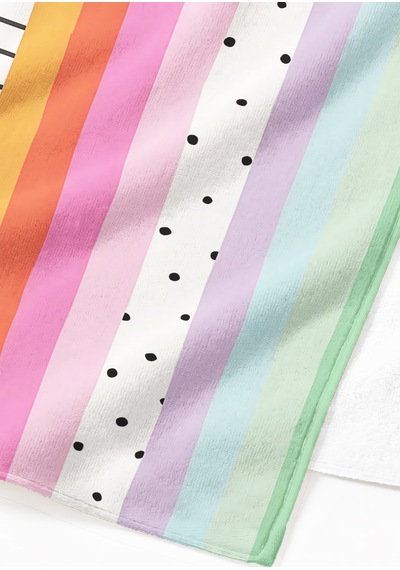 Renkli Çizgili Modern Plaj Havlusu - Pastel Geometrik Minimalist Hızlı Kuruyan Mikrofiber Havlu Çok Renkli