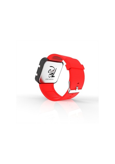 Cool Watch Saat - Siyah Led Kasa - Kırmızı Kayış Unisex Pembe