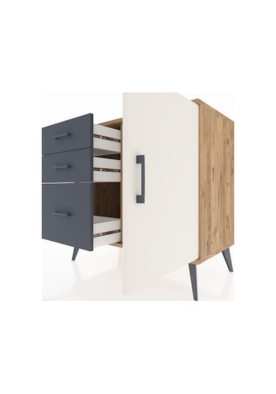 Hyperion Şifonyer Tek Raflı 3 Çekmeceli Tek Kapaklı 88x44x80 Çam-aytaşı/antrasit Aytaşı/antrasit Hyperion Şifonyer Tek Raflı 3 Çekmeceli Tek Kapaklı 88x44x80 Çam-aytaşı/antrasit Aytaşı/antrasit