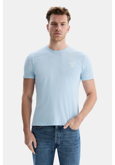 Ucla Bass Gök Mavisi Bisiklet Yaka Baskılı Standard Fit Erkek Tshirt Gök Mavisi