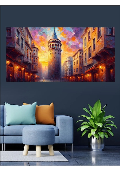 Kanvas Tablo Gece Işıkları Ve Galata