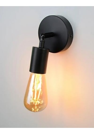 Rsylight Retro Siyah Metal 180 Derece Mafsallı Dekoratif Rustik Aplik Siyah