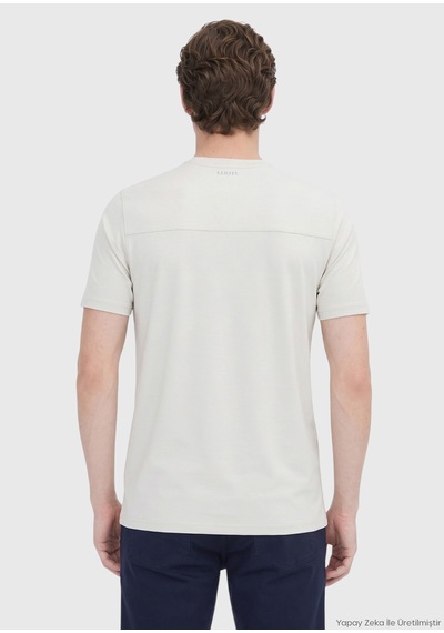 Ramsey Taş Düz Bisiklet Yaka T-shirt Taş Rengi