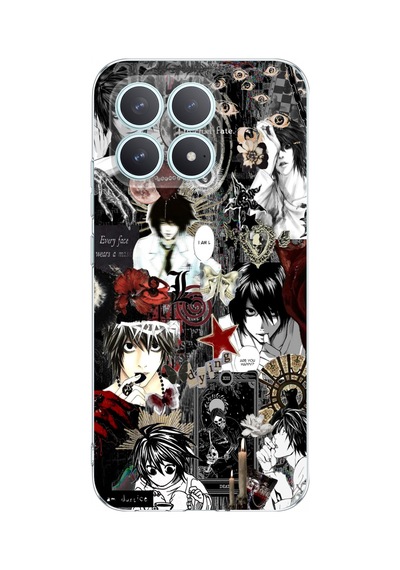 Poco F8 Pro Uyumlu Death Note Kolaj Tasarımlı Baskılı Silikon Kılıf Renkli