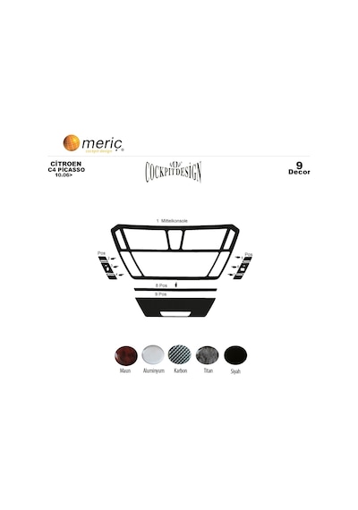 Meriç® Citroen C4 Picasso Ön Torpido Kaplama 9 Parça 2006-2010 (530156099)