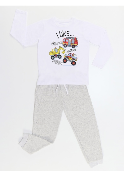 Denokids İnşaat Araçları Erkek Çocuk T-shirt Pantolon Takım