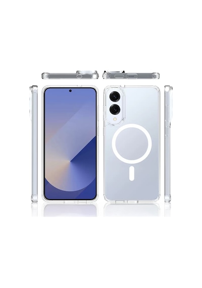 Effox Galaxy Uyumlu S25 Edge Kılıf M-safe Şarj Özellikli Şeffaf Sert Pc Effx Embos Kapak - Şef Şeffaf