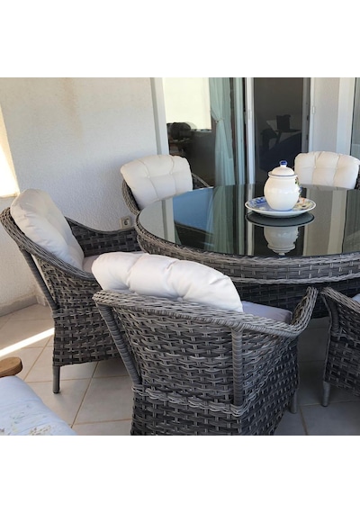 6 Kişilik Rattan Bahçe Yemek Takımı Rehome Kahverengi 6 Kişilik Rattan Bahçe Yemek Takımı Rehome Kahverengi