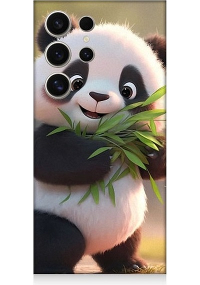 Samsung Galaxy S24 Ultra Uyumlu Sevimli Panda Ve Bambu Desenli Silikon Kılıf