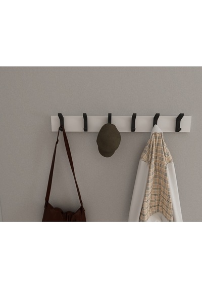 Hepsi3boyutlu Modern Duvar & Kapı Kanca Askılık - 6 Adet Siyah Kanca Askılık - Model No : 2 Siyah