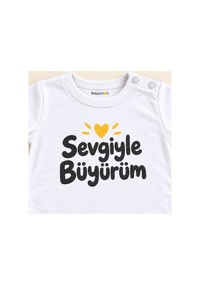 Babylimon Sevgiyle Büyürüm Beyaz Kısa Kollu Çıtçıtlı Bebek Zıbını Beyaz - Sevgiyle Büyürüm - 928161960 Beyaz - Sevgiyle Büyürüm