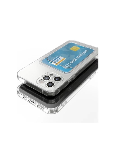 Iphone 13 Pro Maxuyumlu Kılıf Kart Koymalı Kamera Korumalı Şeffaf Setra Silikon Çok Renkli