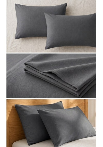 50x70 Cm Renkli Yastık Kılıfı 2 Li Set Yumuşak Dokulu Pamuklu Kumaş, Solmaz Canlı Renkler, Standart Ölçü Yastık Kılıfı Antrasit