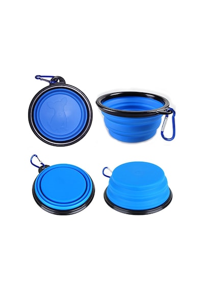 Katlanabilir Silikon Seyehat Pratik Köpek Kedi Mama Ve Su Kabı 350 ML