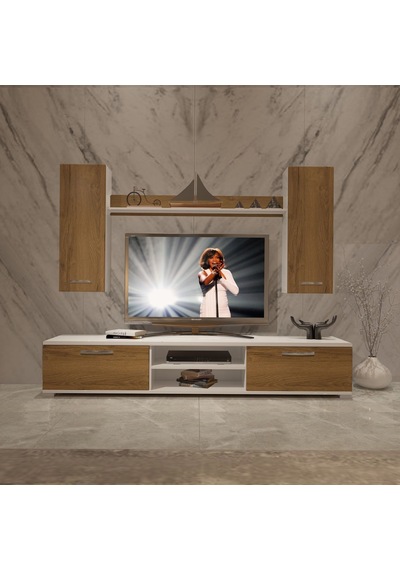 Decoraktiv Eko 7 Mdf Dvd Tv Ünitesi Tv Sehpası - Beyaz Pera Beyaz - Meşe