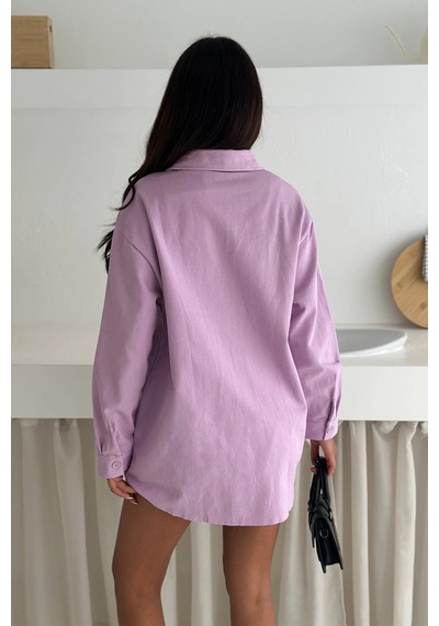 Asprin Fashion Taş Detaylı Gömlek Lila Lila